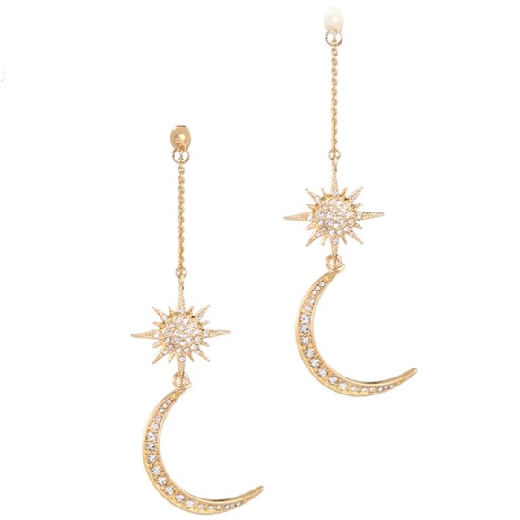 NEW VARESE Trendy Moon and Sun Gold Earrings - Picture 2 of 5